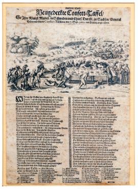 160-Znovuprostřená tabule lahůdek, kterou prostřeli Jeho královské veličenstvo ve Švédsku a kurfiřtská jasnost saská generálovi Tillymu a jeho mlsounům pamlsků, dne 7. září 1631 u Lipska.