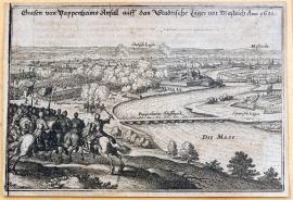 185-Útok hraběte Pappenheima na městský tábor před Mastrichtem, 1632.