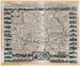 45-Zeměpisný nákres Kurfalce s Wetterou a přilehlými panstvími, obklopené všemi znaky a městy, které dobyl markýz Spinola pro císařské veličenstvo Ferdinanda II. od srpna 1620 do března 1621.