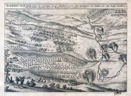 557-Přesný nákres střetnutí, které se událo dne 15. listopadu 1640 mezi panem plukovníkem Reinholdem z Rosenu a císařským generálem polním maršálkem poručíkem baronem z Bredy u Ziegenheinu.