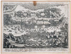 95-Vlastní vyobrazení tvrdého střetnutí, jež se událo mezi Mansfeldskými a Španělskými (vojsky) na brabantských hranicích. Roku 1622. Bitva mezi Španěly a Mansfeldskými (vojsky) u Fleurusu v Brabantsku. 