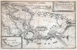291-Původní nákres města Weissenfelsu a jak císařská armáda pod velením generála polního maršálka Piccolominiho dne 9. května 1641 překročila Sálu.