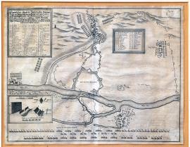 309-Skutečný nákres města Velký Hlohov i s obléháním císařskými pod velením arcivévody Leopolda a polního maršálka Piccolominiho, které se bránilo od 4. do 10. srpna, kdy bylo královskou švédskou armádou pod velením jeho excelence polního maršálka Torstenssona prostřednictvím Boží pomoci osvobozeno.