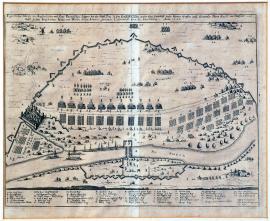 314-Skutečný nákres císařského a kurfiřtsko-bavorského ležení u města Zons v arcibiskupství kolínském pod velením pana hraběte a generála jeho excel. z Hatzfeldu a Wahlu a svobodného pána z Werthu, generálporučíka jezdectva obou armád, roku 1642.