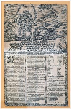 323-Původní a pravdivý nákres a vyobrazení onoho přepadnutí, které se přihodilo Výmarským a Francouzským všemi kurfiřtsko-bavorskými a císařsko-říšskými vojsky u Deutlingenu, Meringenu a Müllenu dne 24. listopadu 1643 a jak tatáž armáda byla na hlavu poražena a rozptýlena.