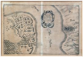 327-Půdorys dánského tábora u Mittelvarsundtu, který byl Švédy dobyt r. 1644.