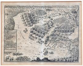 381-Původní nákres střetnutí mezi kurfiřtsko-bavorskou a francouzskou armádou pod velením jejich generálů Mercyho a Turenne dne 5. května 1645.