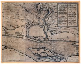 390-Půdorys obléhání města Kremže panem generálem - polním zbrojmistrem panem hrabětem z Puchheimu, které bylo dobyto dohodou dne 6. května 1646.