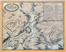 407-Původní vyobrazení obou polních táborů, císařského a švédského u Chebu v červenci r. 1647.