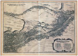 420-Původní nákres a náznak obou spojeneckých táborů a pohodlného stavu u Mosburgu. Roku 1648.