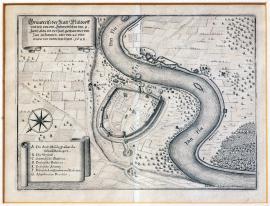 433-Půdorys města Müldorfu a jak se Švédové dne 9. června pokusili překročit Inn, ale dne 26. téhož měsíce opět odtáhli. 1648.