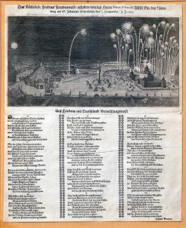 458-Císařská mírová hostina radosti, uspořádaná jeho knížecí milostí panem vévodou z Amalfi, u Norimberka na střelnici sv. Jana dne 24. /4. měsíce sena r. 1650.