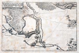 563-Původní náčrt pevnosti Rain, která byla jeho excel. panem polním maršálem Karlem Gustavem Wrangelem obléhána a dobyta r. 1646.